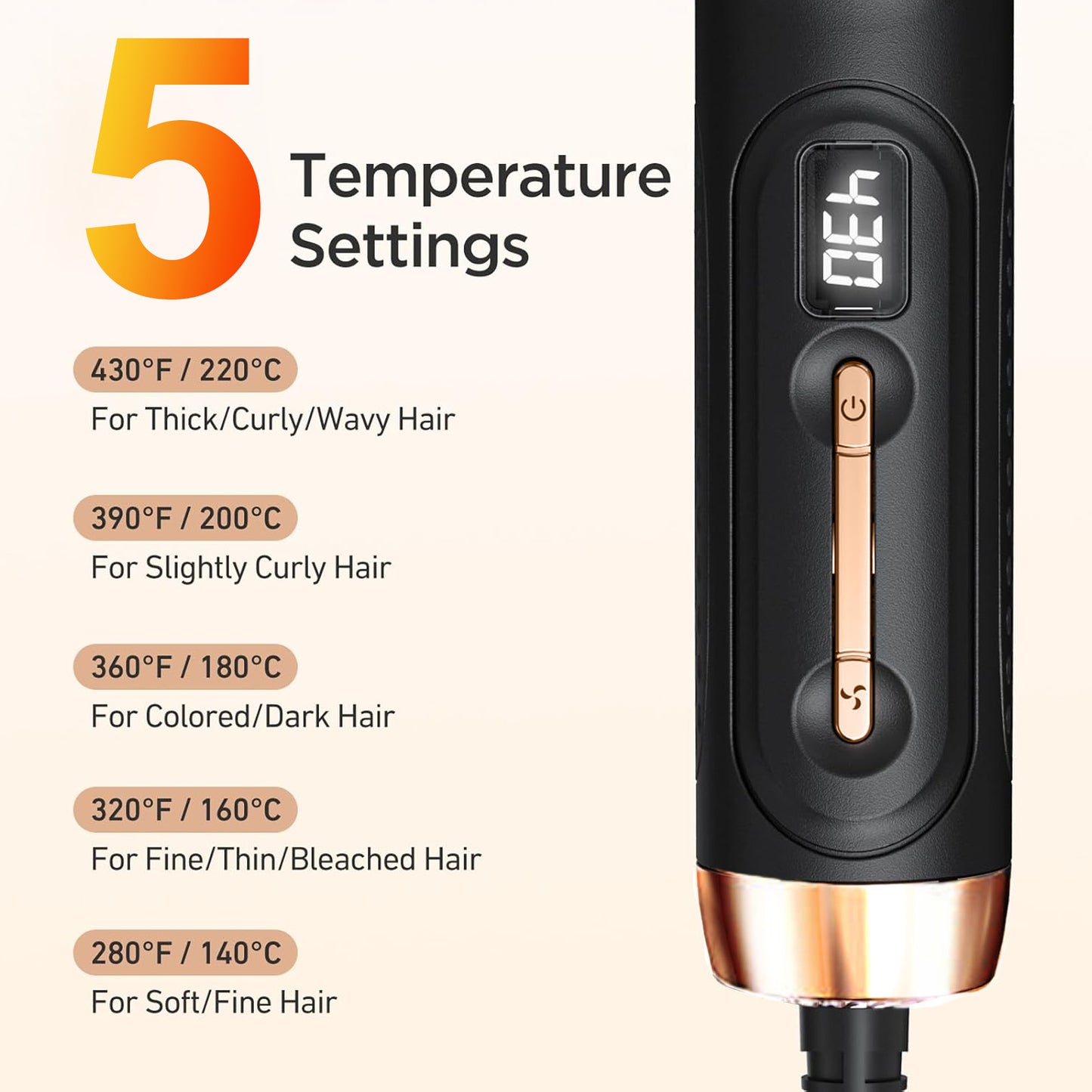 Flat Iron Hair Straightener and Curler 2 in 1，Jungle Wave 360° Airflow Styler Curling Iron, Ionic Hair Styling Tool with Vented Cool Air, 5 Adjustable Temps, Black
