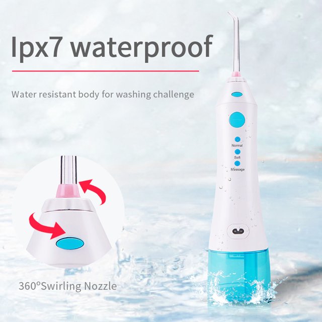 SweetLF Professional Cordless Oral Irrigator, Portable and Rechargeable IPX7 Waterproof 3 Modes Water Flosser with 5 Jet Tips for Home Travel