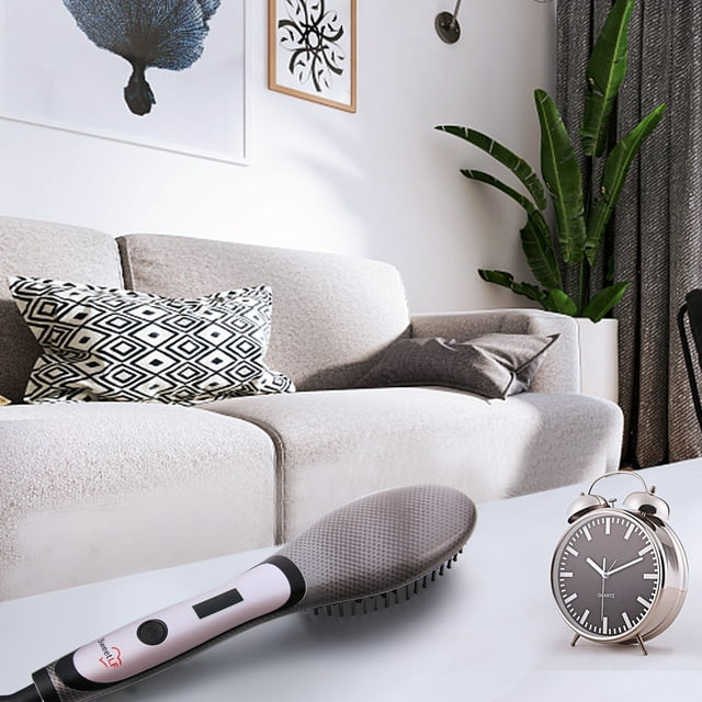 SweetLF Electric Hair Straightener Brush LCD display, Fast Heating &Adjustable Temperature for Hair Styling Grey