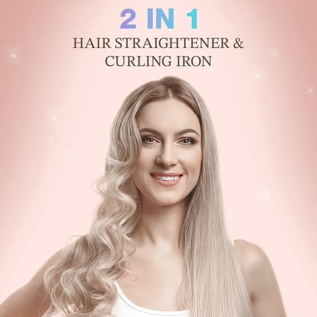 Jungle Wave Airflow Styler Hair Straightener and Curler - Ionic Flat Iron Curling Iron with 360° Cool Air Vents, Pink