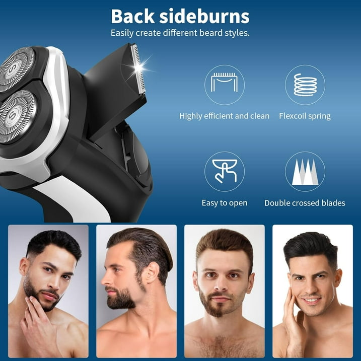 SweetLF Electric Razor for Men, IPX7 Waterproof Wet and Dry Electric Shaver with Pop-up Beard Trimmer for Men, Black