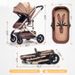Baby Stroller, Yadala Foldable Baby Stroller 3 in 1 Convertible Bassinet Stroller for Newborn Toddler with Adjustable Backrest & Awning, Gray