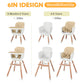 Yadala High Chair, 3-in-1 Convertible Wooden High Chair with Adjustable Legs & Removable Tray, Beige