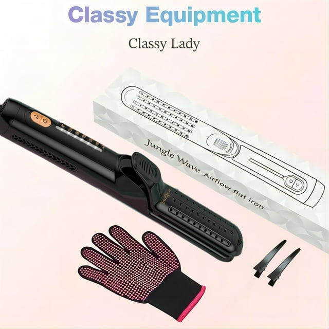 Jungle Wave Airflow Styler Hair Straightener and Curler - Ionic Flat Iron Curling Iron with 360° Cool Air Vents