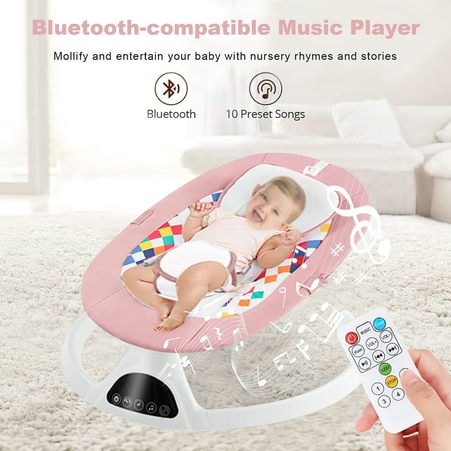 Yadala Baby Swing for Infants, Bluetooth Baby Swing Baby Rocker Chair with Gift Package, Pink