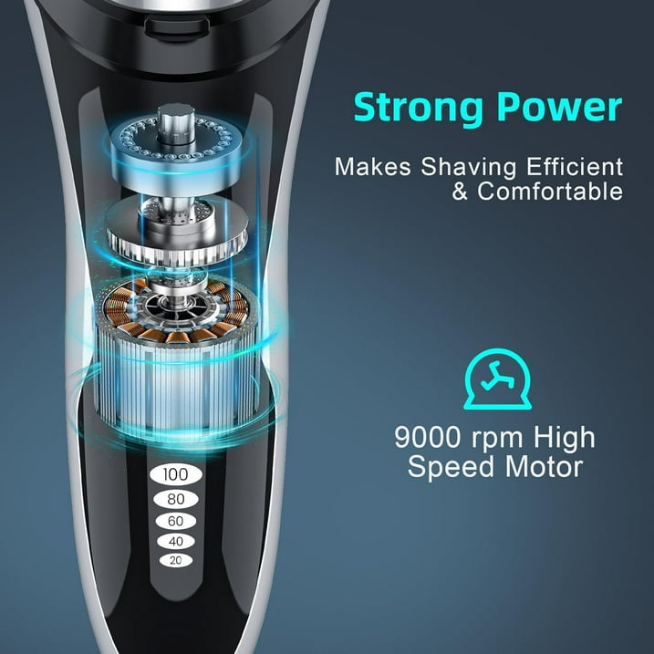 SweetLF Electric Razor for Men, IPX7 Waterproof Wet and Dry Electric Shaver with Pop-up Beard Trimmer for Men, Black