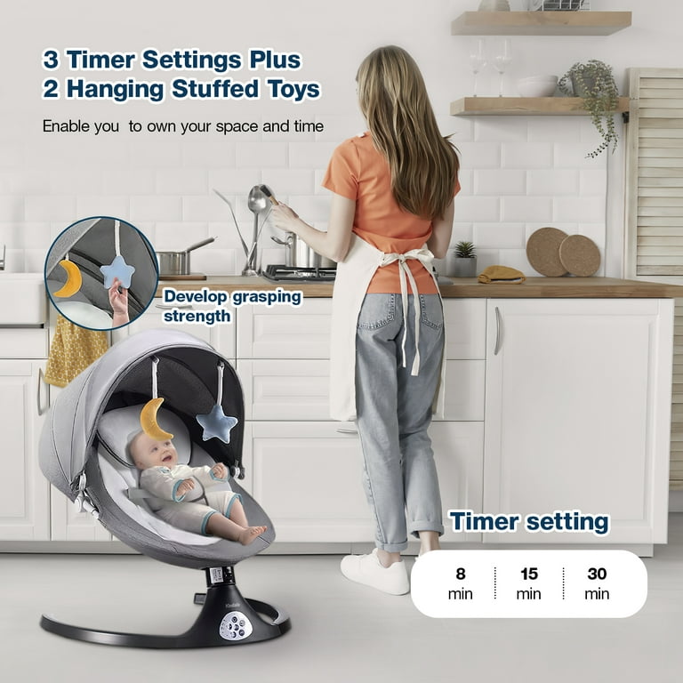 Baby Swing for Infants, Portable Swing with 5 Speed, Remote Control Rocker Adjustable Seat for Newborn & up
