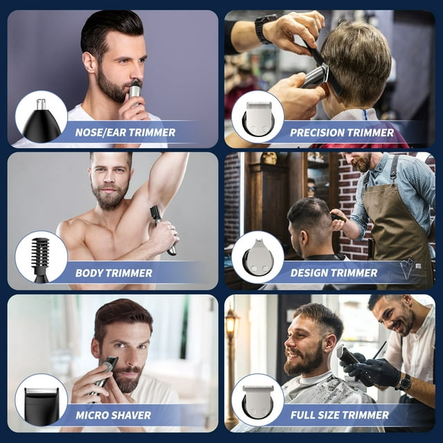 Hair Clipper for Men, All in One Grooming Kit IPX7 Waterproof, Cordless Electric Beard Trimmer, USB Rechargeable for Wet/Dry