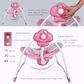 Yadala Baby Swing, Foldable Baby Swing for Infants with Adaptable Speeds, Music, 0-9 Months, Pink