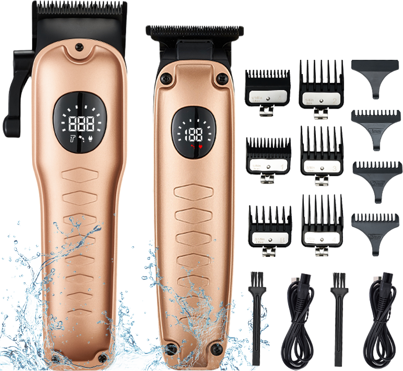 Hair Clippers for Men, LAVERNER 2PCS Professional Rechargeable Hair Clipper Set with LCD Screen, Dual-Purpose USB Charging, Gord