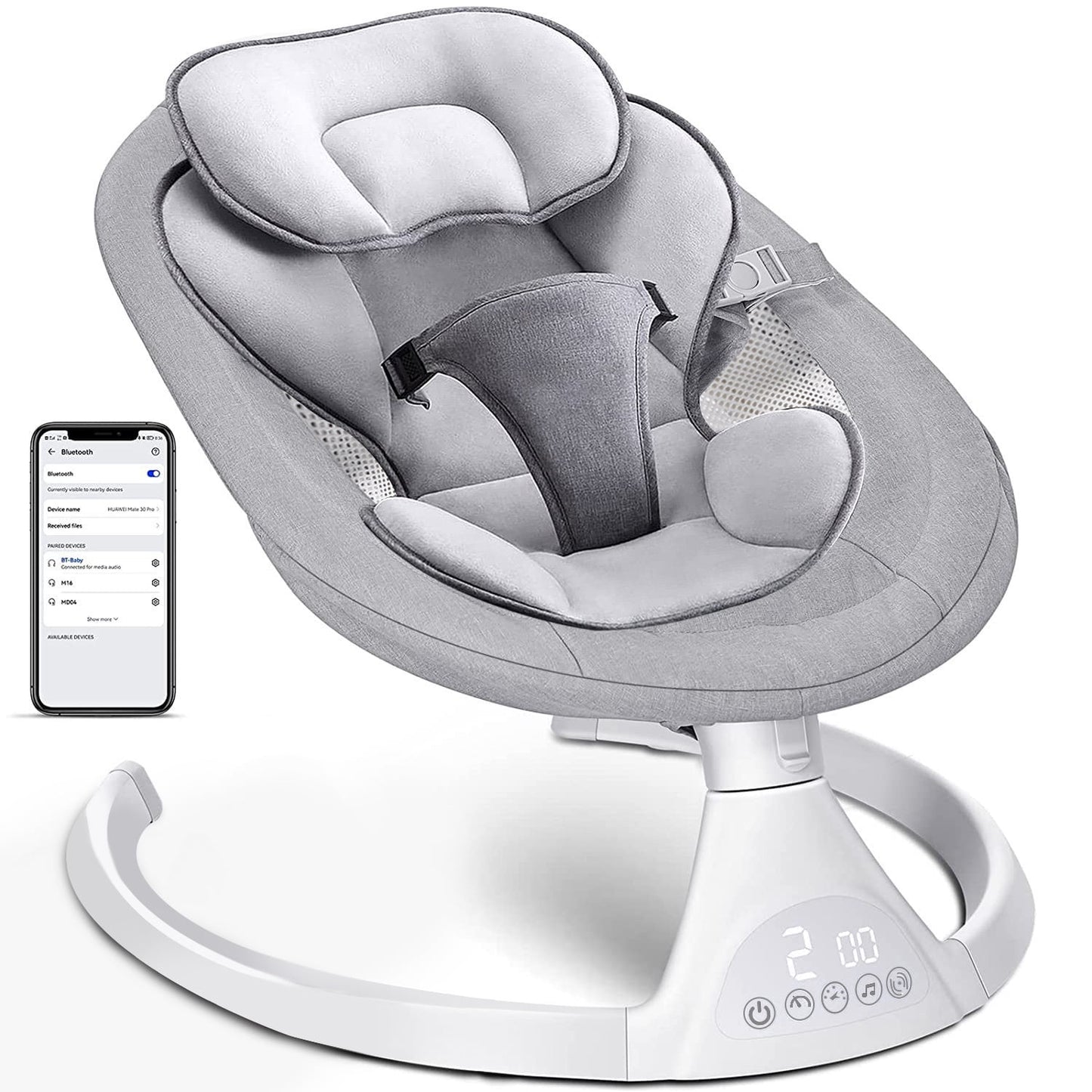 Baby Swing for Infants, Portable Bluetooth Baby Swing, Music Speaker with 10 Preset Lullabies, Remote Control, Green