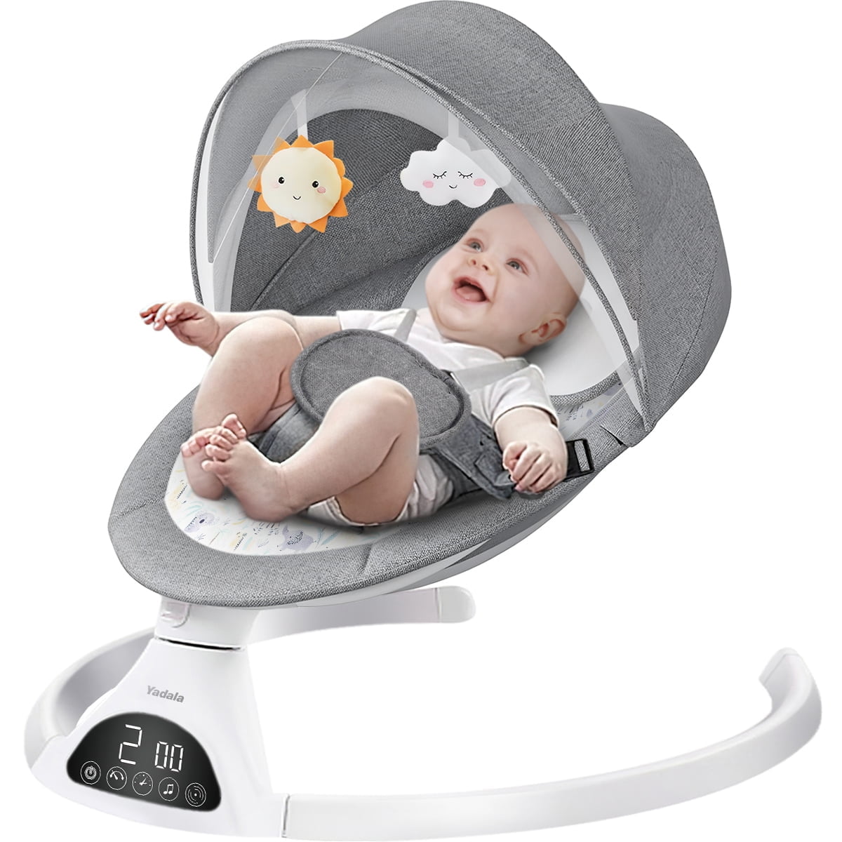 Electric Baby Swing for Infants, Bluetooth Swing Baby Bouncer Baby Rocker with Intelligence Timing, Gray