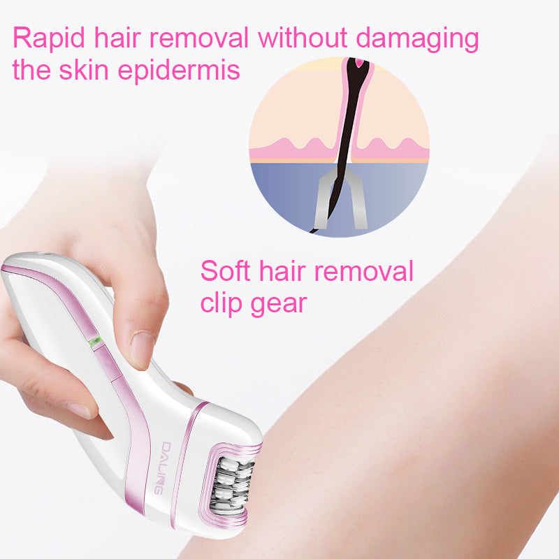 Epilator for Women, Facial Hair Mini Epilator for Body, Portable Hair Removal, Smooth Glide Epilator with LED for Face Legs Bikini-White/Pink
