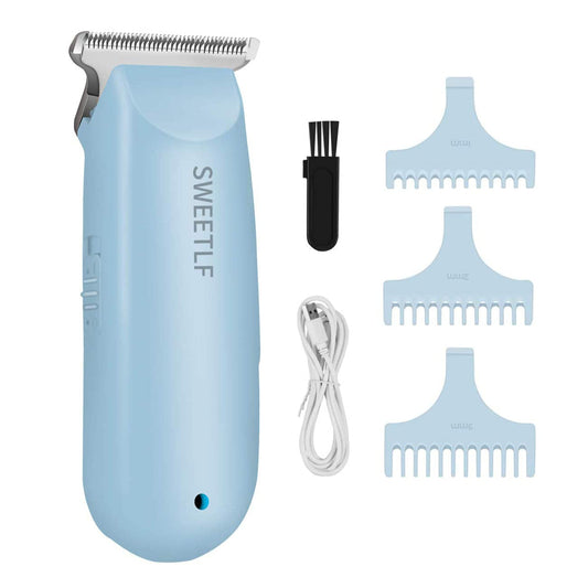 SWEETLF Silent Cordless Hair Clippers Silent, Mini Trimmer Kit with 3 Guide Combs, Portable & USB Rechargeable Haircut Clippers for Men Women Kids Blue