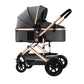 Baby Stroller, Yadala Foldable Baby Stroller 3 in 1 Convertible Bassinet Stroller for Newborn Toddler with Adjustable Backrest & Awning, Gray