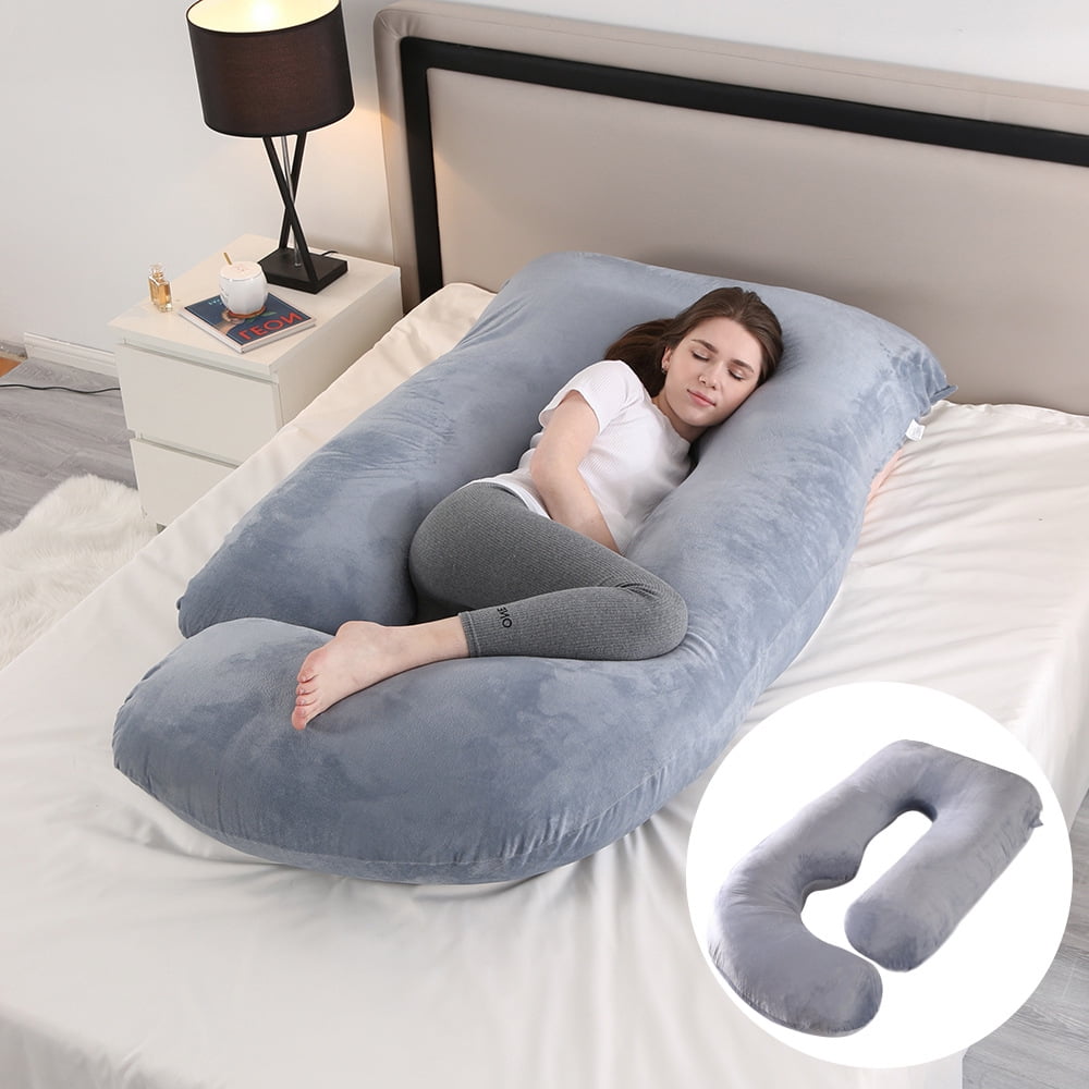Pregnancy Pillows for Sleeping - U Shaped Full Body Maternity Pillow with Removable Cover - Support for Back, Legs, Belly, Hips - 57 Inch Pregnancy Pillow for Women - Grey
