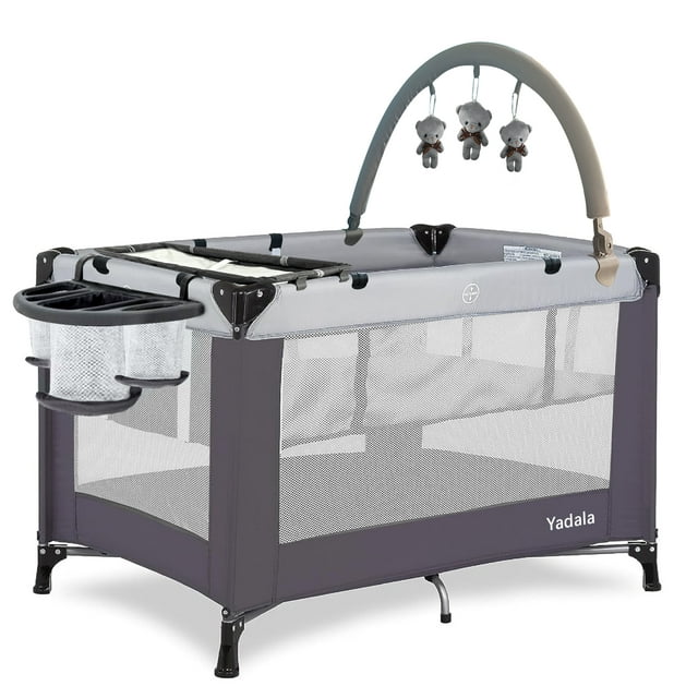 Yadala Baby Playard, Lightweight Pack n Play, Packable and Easy Setup Baby Playpen Bassinet with Removable Padded Mat