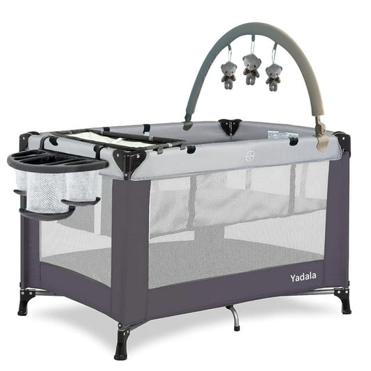 Yadala Baby Playard, Lightweight Pack n Play, Packable and Easy Setup Baby Playpen Bassinet with Removable Padded Mat