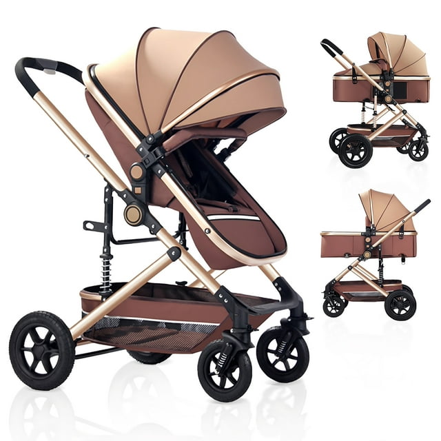 Yadala Baby Stroller for Newborn, 3 in 1 Foldable High Landscape Infant Stroller & Convertible Bassinet Pram