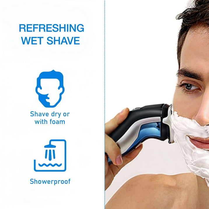 Electric Razor for Men, SweetLF [New] IPX7 Waterproof Electric Shaver for Men (Plus 3 Blades) with pop-up Beard Trimmer, Blue