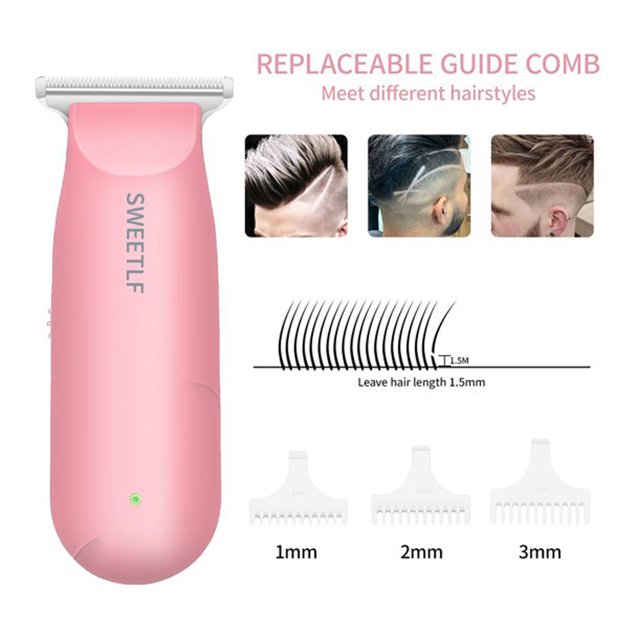 SWEETLF Hair Trimmer,Mini Cordless Hair Clipper, Portable & USB Rechargeable Haircut Clippers for Men Women Kids Pink