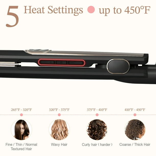 Jungle Wave 2 in 1 Hair Straightener & Curling Iron Styling Tool, Fast Heat Titanium Flat Iron, Black