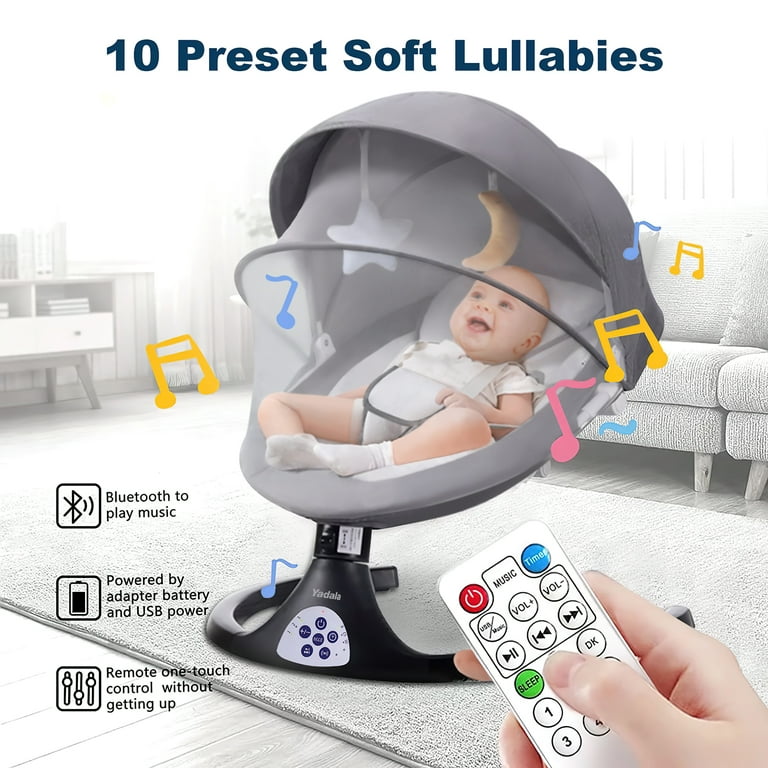 Baby Swing for Infants, Portable Swing with 5 Speed, Remote Control Rocker Adjustable Seat for Newborn & up