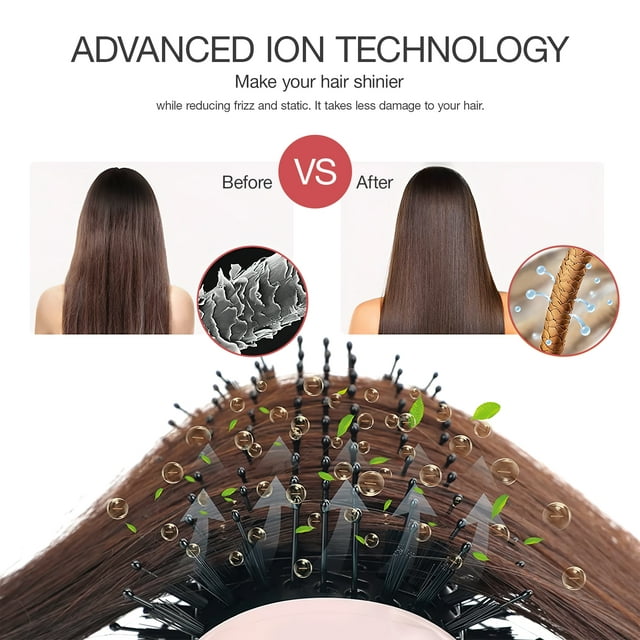 Hair Dryer Brush, Jungle Wave 3 in 1 Blow Dryer Brush and Styler Volumizer, Hot Air Brush for All Hair Types, Pink