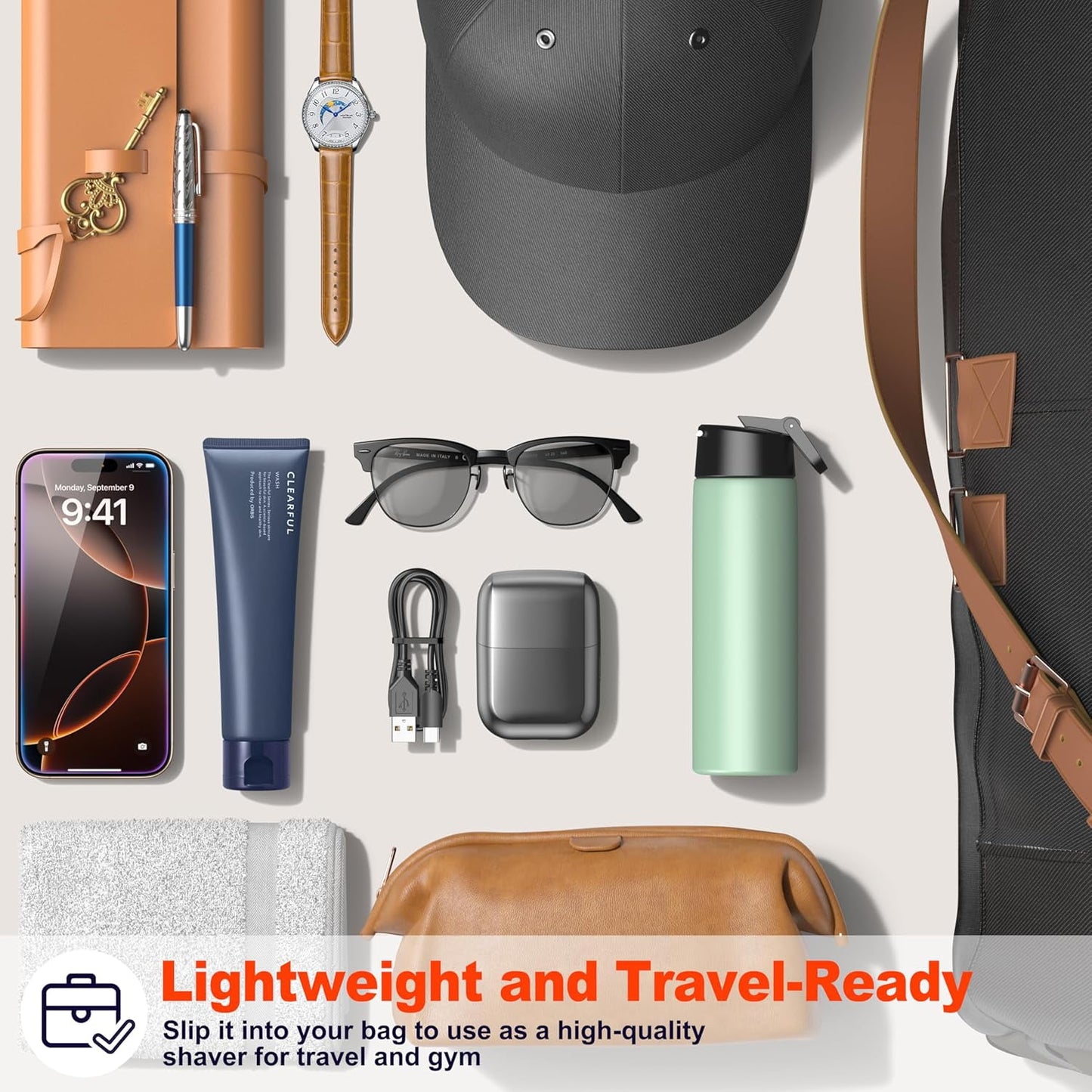 Electric Foil Shavers for Men, Rechargeable Mini Electric Razor with IPX7 Waterproof for Travel & Home, Gray