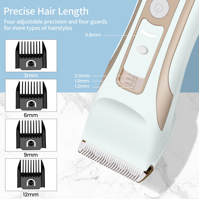 Phisco Professional Hair Clipper for Men， 2 in-1 Multifunctional Grooming Set Men's Beard Trimmer, LED Display(White)