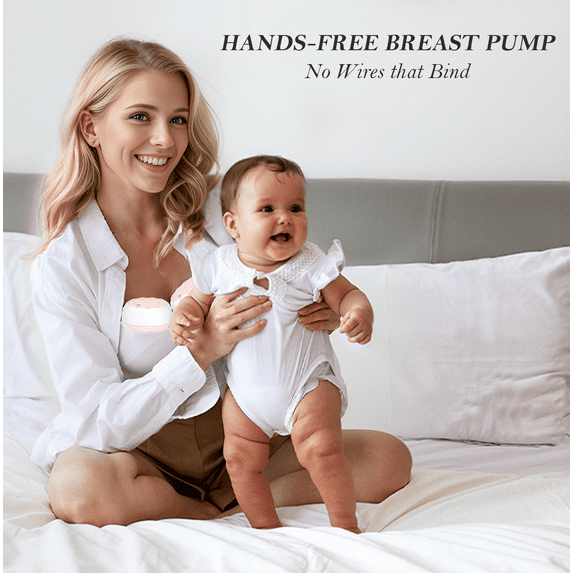 Yadala Wearable Electric Hands-Free Breast Pump, Wearable Electric Breast Pump with 4 Modes, 12 Levels, Pink