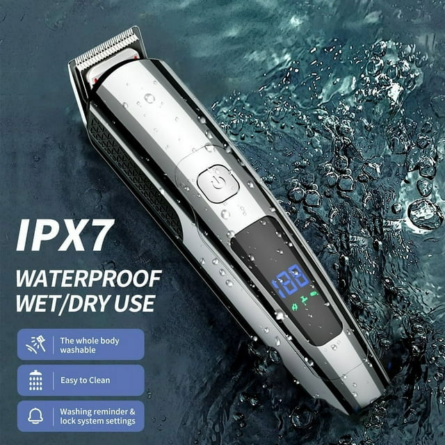 Hair Clipper for Men, All in One Grooming Kit IPX7 Waterproof, Cordless Electric Beard Trimmer, USB Rechargeable for Wet/Dry