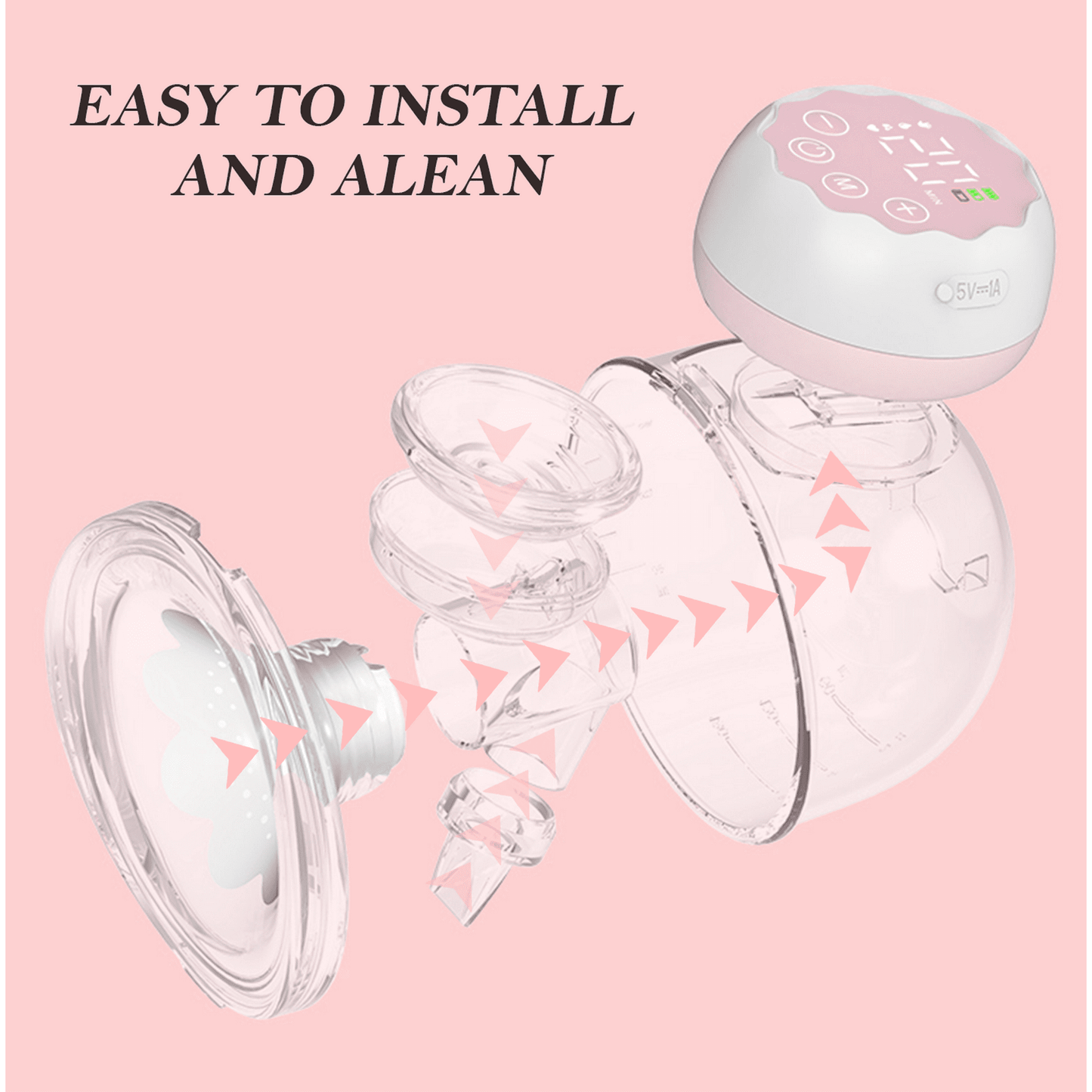 Yadala Breast Pump, Hands Free Breast Pump Portable Electric Breast Pump with 4 Modes & 12 Levels, 2 Pack, Pink