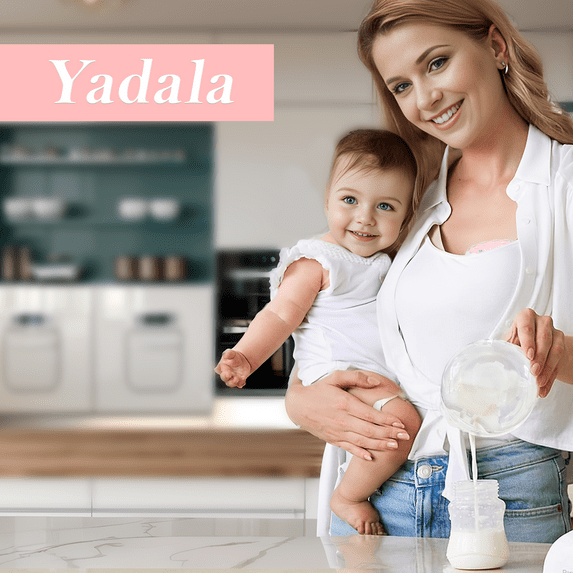 Yadala Wearable Electric Hands-Free Breast Pump, Wearable Electric Breast Pump with 4 Modes, 12 Levels, Pink
