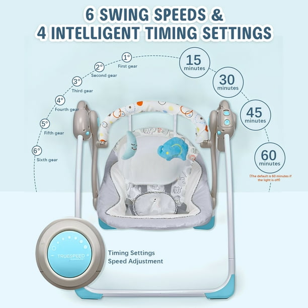 Yadala Baby Swing for Infants, Electric Rocking Chair for Indoor and outdoor, 0-9 Months for Infants