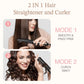 Jungle Wave 2 in 1 Hair Straightener & Curling Iron Styling Tool, Fast Heat Titanium Flat Iron, Black