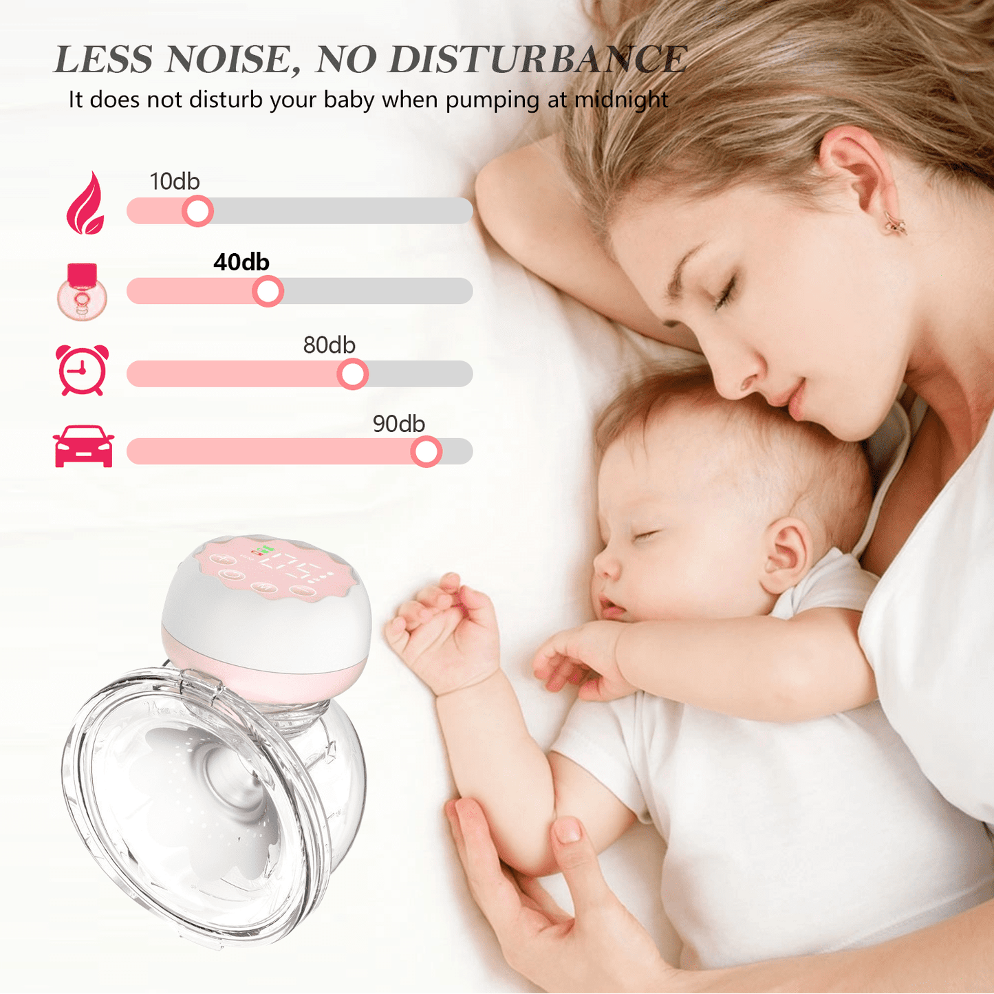 Yadala Breast Pump, Hands Free Breast Pump Portable Electric Breast Pump with 4 Modes & 12 Levels, 2 Pack (Pink)