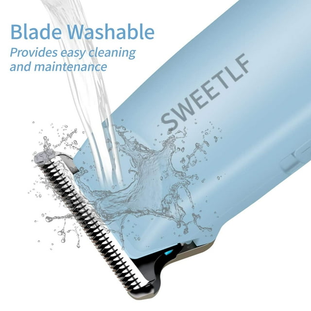 SWEETLF Silent Cordless Hair Clippers Silent, Mini Trimmer Kit with 3 Guide Combs, Portable & USB Rechargeable Haircut Clippers for Men Women Kids Blue