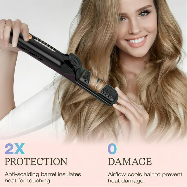 Jungle Wave Airflow Styler Hair Straightener and Curler - Ionic Flat Iron Curling Iron with 360° Cool Air Vents