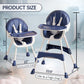 Yadala 3 in 1 High Chair, Convertible High Chairs for Babies and Toddlers with Removable Tray & PU Cushion, Blue