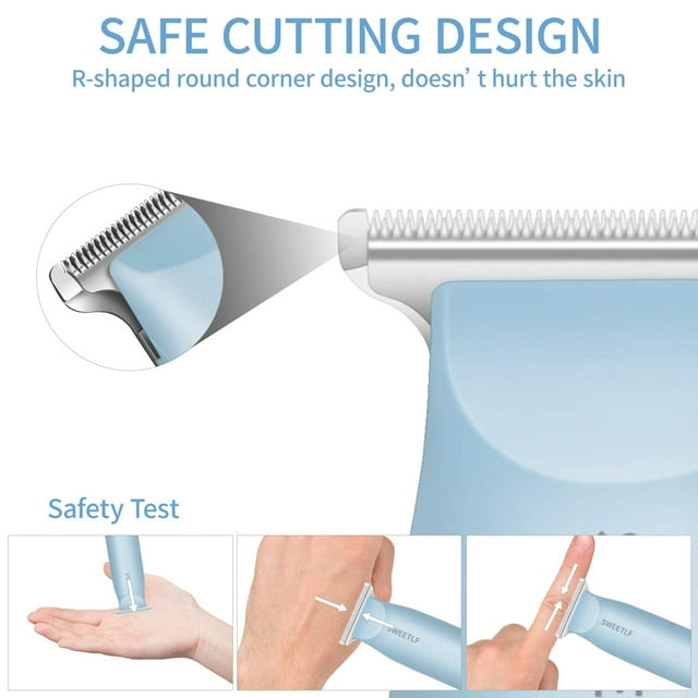SWEETLF Silent Cordless Hair Clippers Silent, Mini Trimmer Kit with 3 Guide Combs, Portable & USB Rechargeable Haircut Clippers for Men Women Kids Blue