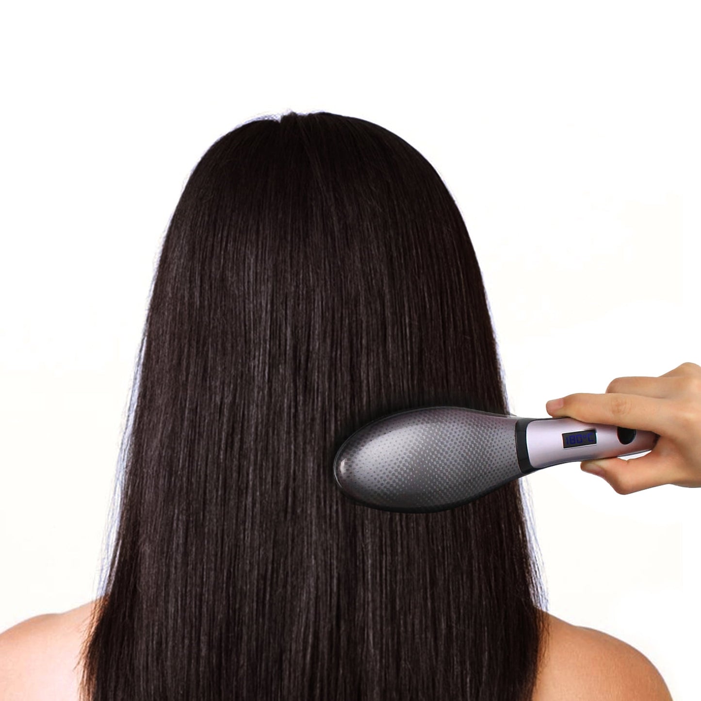 SweetLF Electric Hair Straightener Brush LCD display, Fast Heating &Adjustable Temperature for Hair Styling Grey