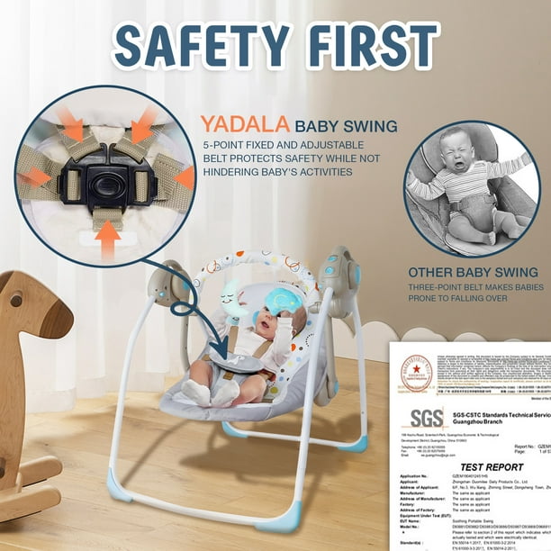 Yadala Baby Swing for Infants, Electric Rocking Chair for Indoor and outdoor, 0-9 Months for Infants