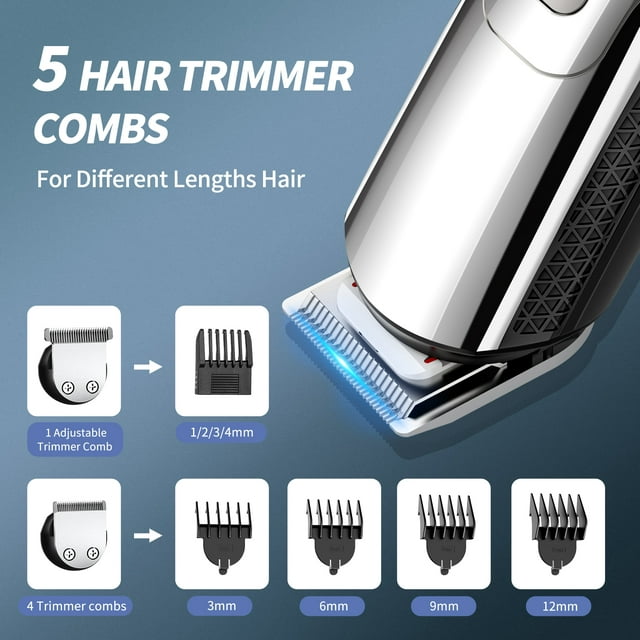 Hair Clipper for Men, All in One Grooming Kit IPX7 Waterproof, Cordless Electric Beard Trimmer, USB Rechargeable for Wet/Dry