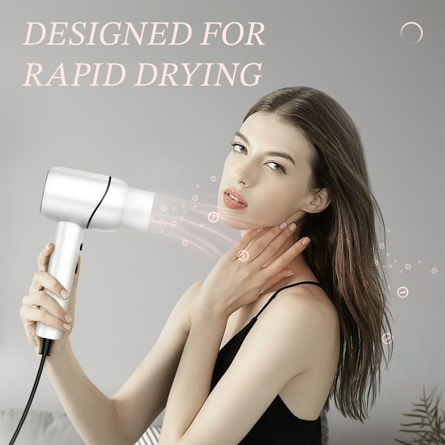 1875W Hair Dryer, Jungle Wave Negative Ion Blow Dryer, Powerful Fast Hairdryer, Gift for Men Women, White