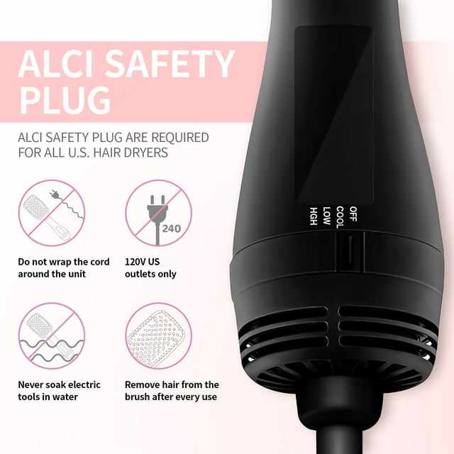 Hair Dryer Brush, Jungle Wave 2 in 1 Negative Ion Blow Dryer with Comb, Fast Drying Hair Dryer Hot Air Brush