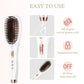 Jungle Wave Hair Straightener Brush, 2-in-1 Ceramic Ionic Straightening Brush, 15s Fast Heating, White