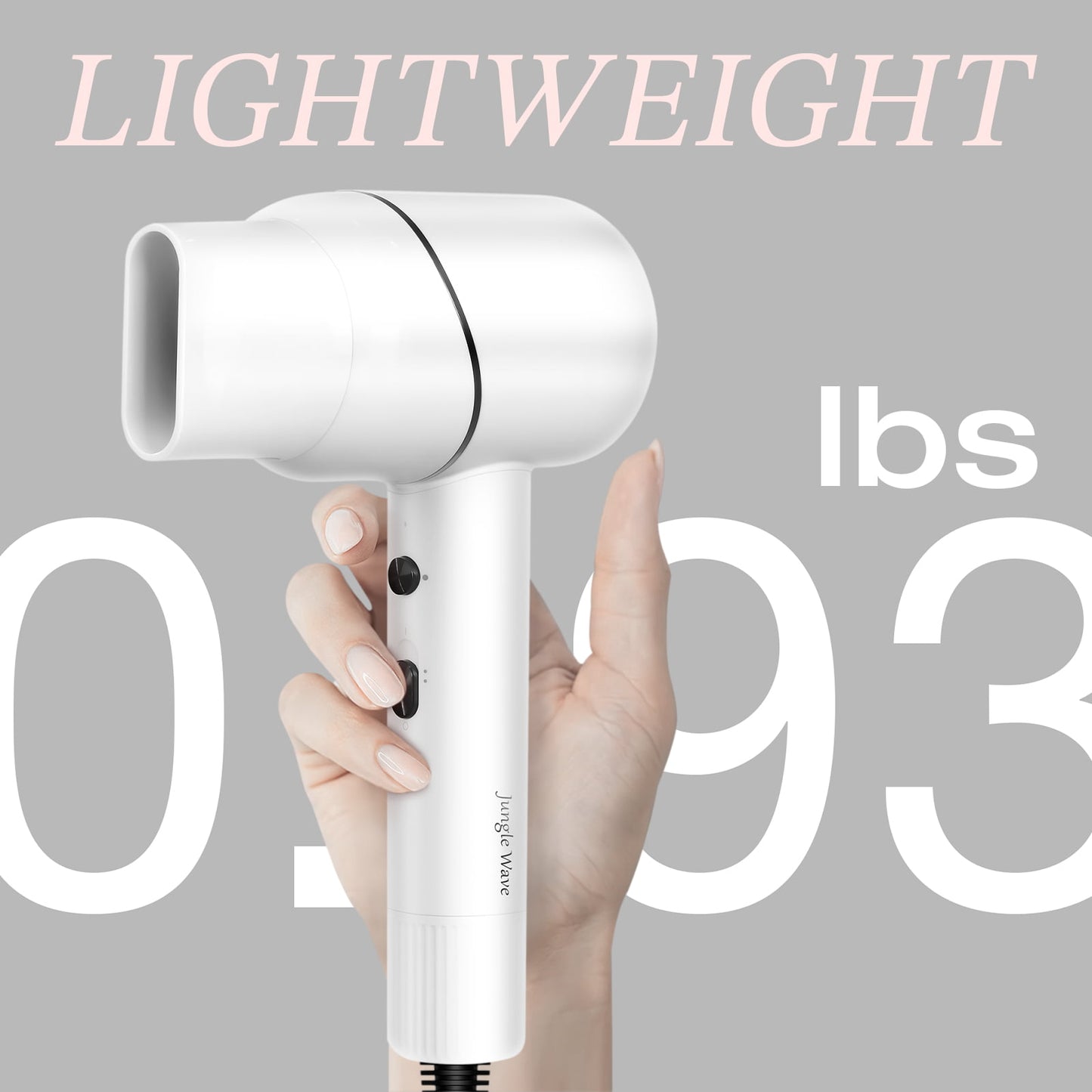 1875W Hair Dryer, Jungle Wave Negative Ion Blow Dryer, Powerful Fast Hairdryer, Gift for Men Women, White