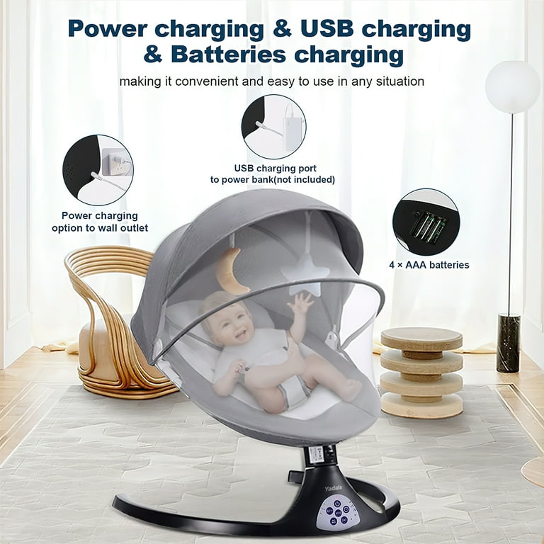 Baby Swing for Infants, Portable Swing with 5 Speed, Remote Control Rocker Adjustable Seat for Newborn & up