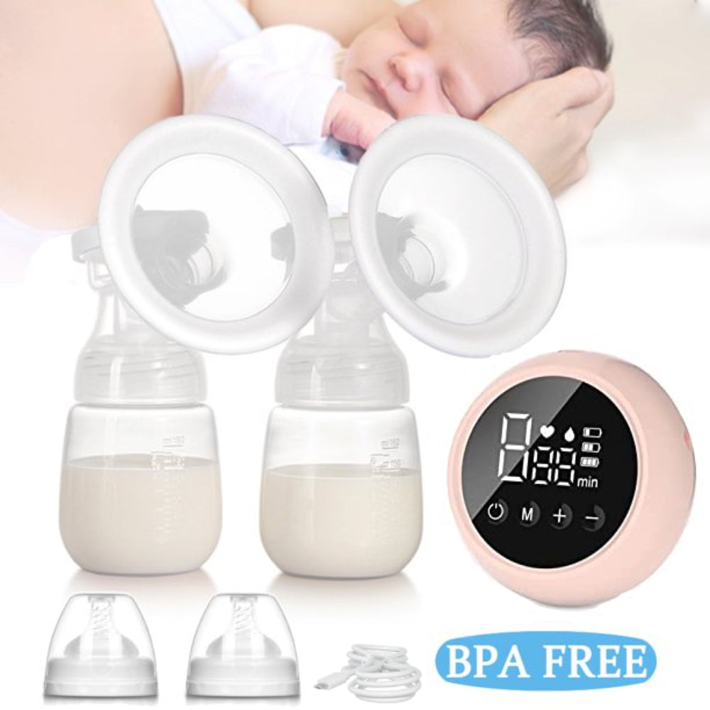 Double Electric Breast Pump, Portable Breast Pump, Rechargeable Breastfeeding Pump with LED Display 9 Speeds and 2 Modes